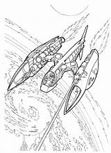 Coloring Space Fighter Wars Pages Spaceship Futuristic Color Colorkid sketch template