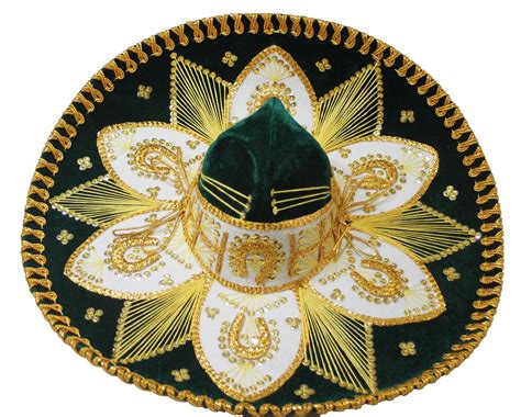 Adult Mexican Mariachi Hat Sombrero Charro Cinco De Mayo Folk Art Green