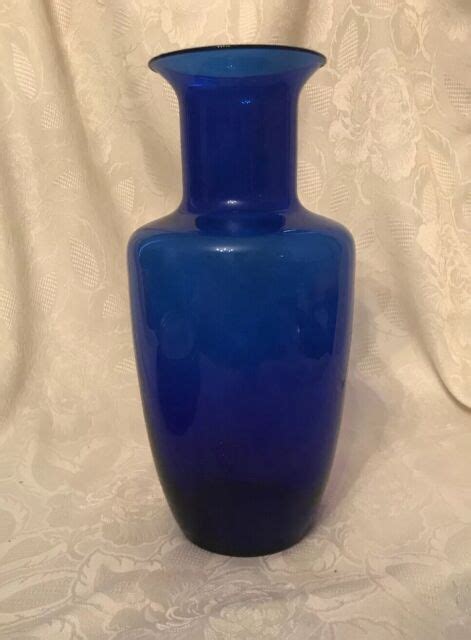 Vintage Large Cobalt Blue Glass Vase Ebay