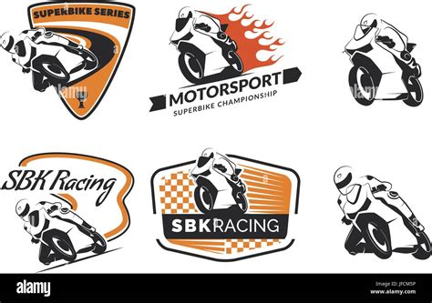 set  racing motorcycle logo badges  icons motorcycle repair service  motorcycle club