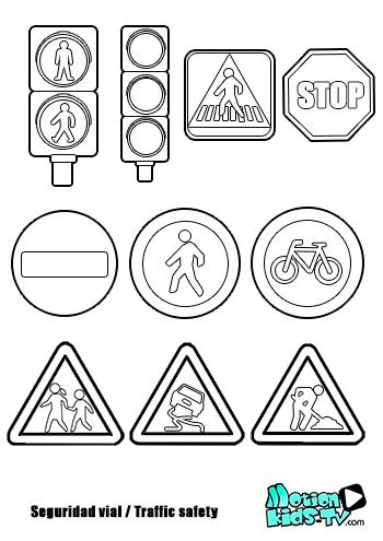 traffic signs coloring pages motionkids tv fun  kids cartoon