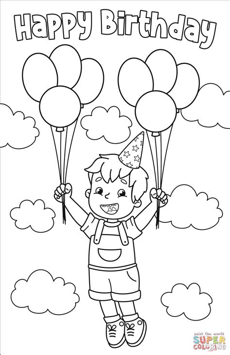 happy birthday  boy coloring page  printable coloring pages