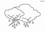 Wolken Wolke Regen Blitz Ausmalbild Rain Kostenlos Malvorlage sketch template