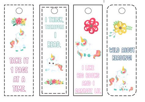 unicorn bookmarks to make download and buy for magical