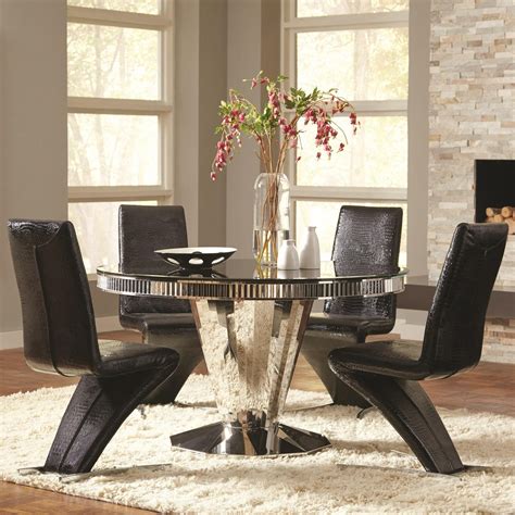 coaster barzini pc black stainless steel dining table set
