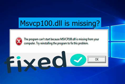 fix msvcp100 dll missing or not found error in windows 10