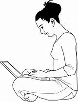 Typing Laptop Girl Woman Outline Clip Women Clipart Computer Sitting Publicdomains Blogging Clker Svg Sketchy Editors Avoid Publications Spot Ways sketch template