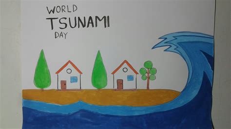 world tsunami day poster drawing  tsunami day   draw tsunami youtube