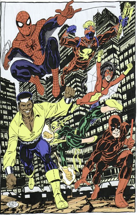 John Byrne Spider Man And Friends Commission Hand Colored