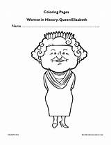 Coloring Elizabeth Queen Pages Edumonitor Month History Women sketch template
