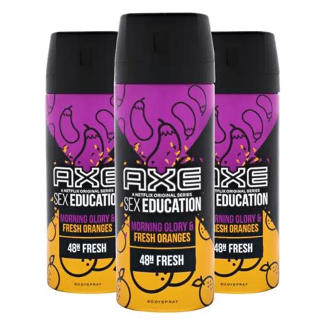 3x Axe Sex Education Bodyspray Morning Glory And Arance Fresche Ciascuno