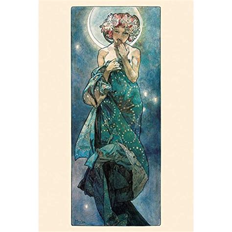 The Moon By Alphonse Mucha 36x24 Art Print Poster Art Nouveau Period