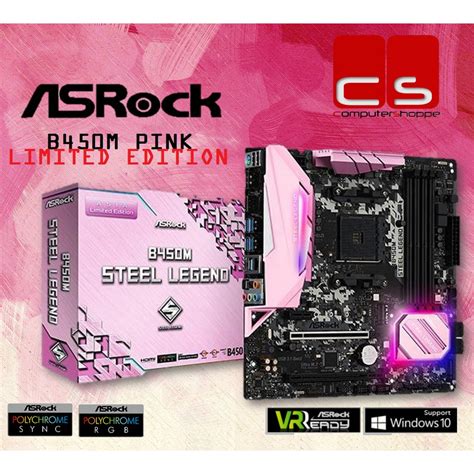 Asrock B450m Steel Legend Gaming Motherboard Pink Edition Krgkart