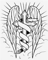 Cross Ribbon Drawing Wings Coloring Pages Getdrawings Pngkey sketch template