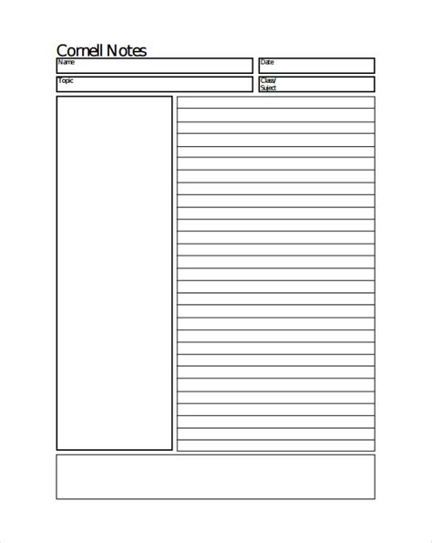 cornell notes paper templates   ms word