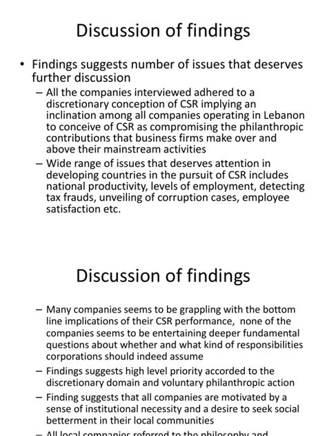 discussion  findings  corporate social responsibility