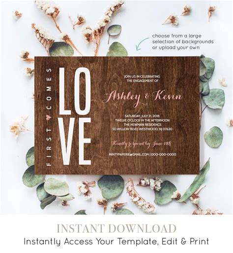 printable engagement party invitation template modern engagement