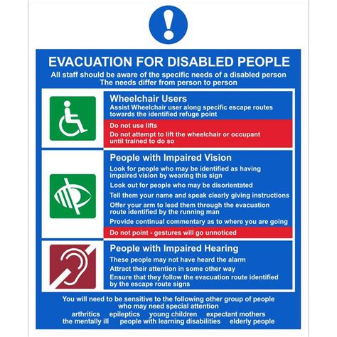 evacuation  disabled people signs disability fire action signs