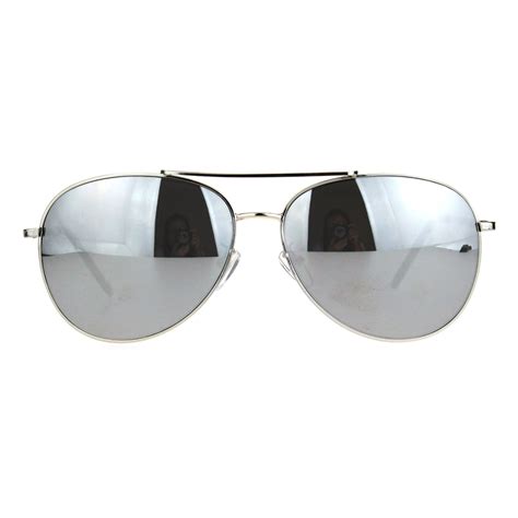 Mens Classic Police Officer Silver Mirror Reflective Lens Pilots Metal