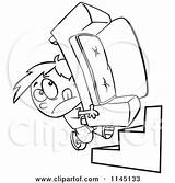 Couch Clipart Stairs Cartoon Carrying Boy Mover Toonaday Coloring Vector Outlined Royalty Chairs 2021 Clipartof Leishman Ron sketch template
