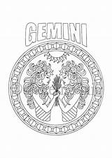 Gemini Mandalas Signos Zodiaco Zodiaque Horoscope Astrology Signe Coloriage Aries Leo sketch template