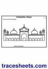 Masjid Badshahi Mosque Lahore Islamic sketch template