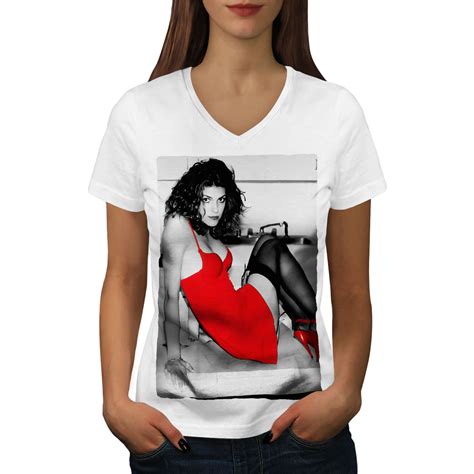 Wellcoda Girl Erotic Dress Sexy Womens V Neck T Shirt Sexy Graphic