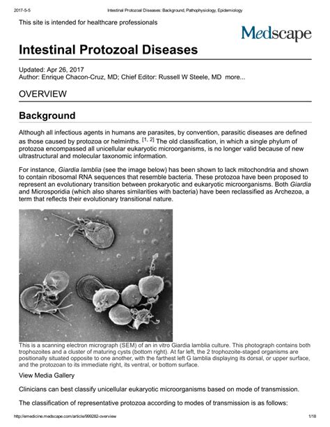 Pdf Intestinal Protozoal Diseases