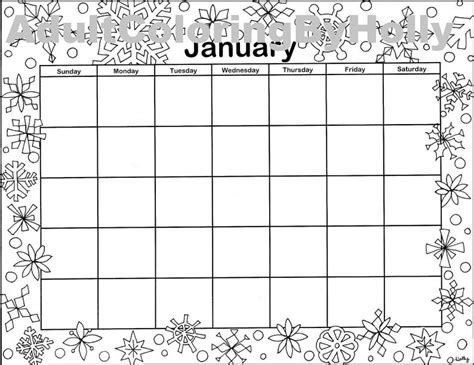 coloring page january calendar  matching coloring page etsy