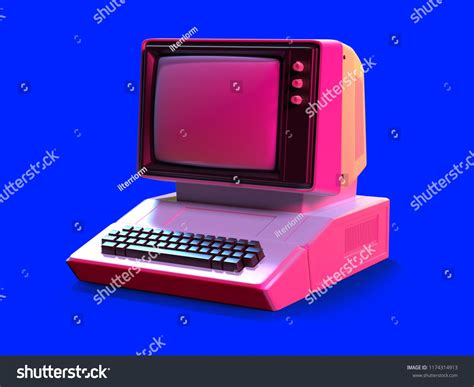fashioned personal computer  retro  style  illustration ad