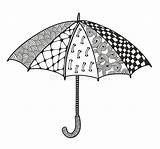 Umbrella Regenschirm Doodle Ausmalen Zentangle Zum Färbung Autumn Colorless Illustrationen Vektoren sketch template