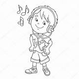 Kleurplaat Listening Bambino Muziek Koptelefoon Ascoltare Headphones Jongen Ascolto Bimbi Cuffie Musicali Fungo Sani Belli Ragazzo sketch template