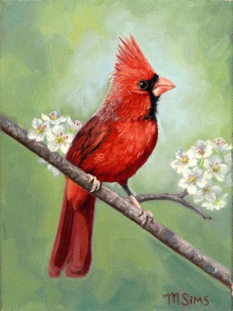 Red Cardinal Bird Painting Cardinal Painting Bird Art Etsy Birds