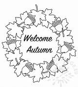 Autumn Welcome Wreath Leaves Coloring Banner Coloringpage Eu sketch template