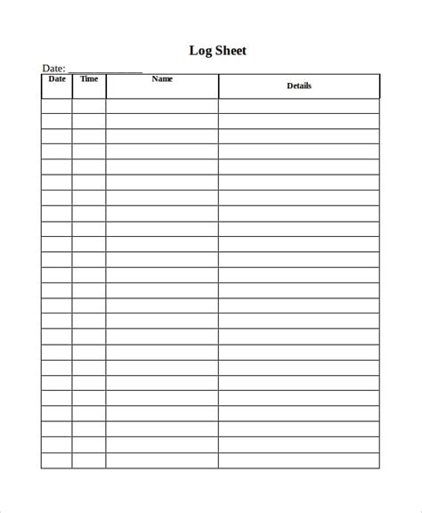 log sheet template   word excel  documents