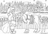 Coloring Santa Christmas Claus Deer Pages Vintage His Printable Color Book sketch template
