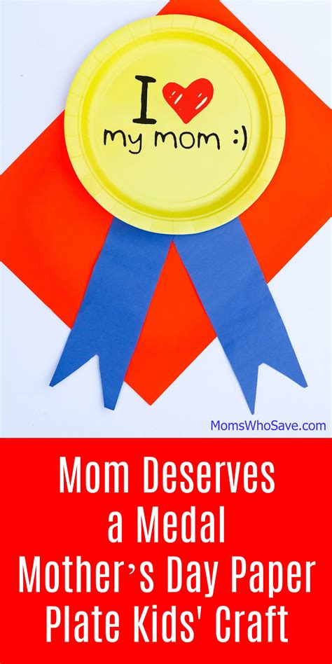 mom deserves  medal mothers day paper plate kids craft