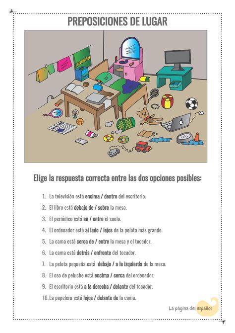 pin  penny hildinger   vocabulary prepositions spanish classroom