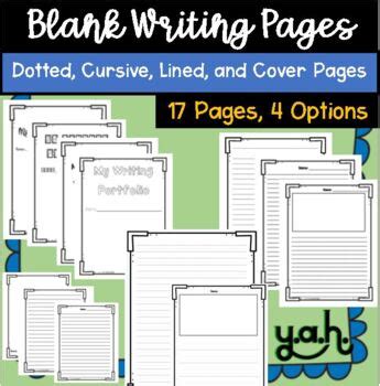 blank writing pages cursive lined dotted picture