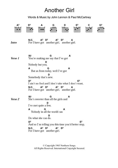another girl by the beatles guitar chords lyrics