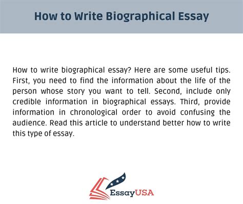 write  biography essay     essayusacom