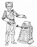 Cyberman Coloring Dalek Pages C3po Kids Printable sketch template