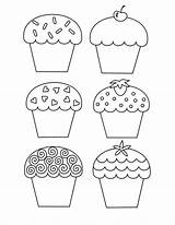 Cupcake Coloring Six Pages Tasty Template Cupcakes для Color Templates Sheets Print sketch template