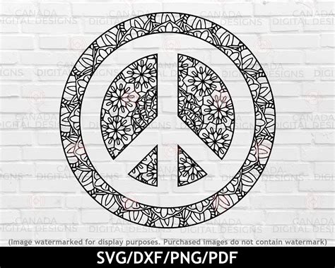 peace sign mandala svg intricate svg mandala art peace sign etsy