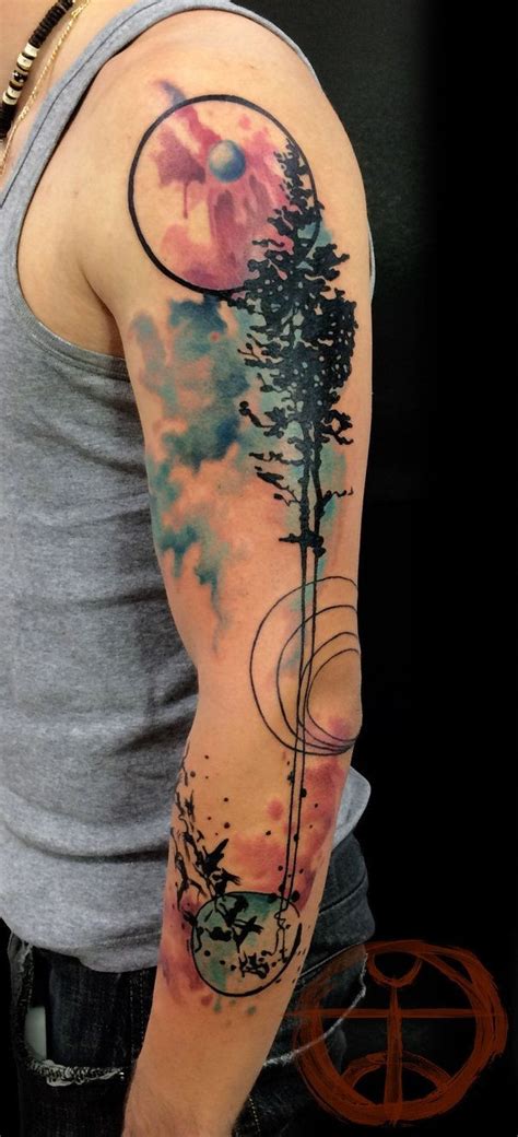 watercolor tree tattoo on arm tattooimages