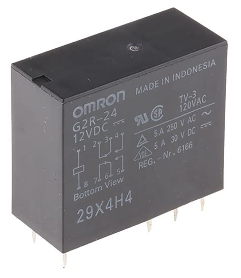 gr  dc omron omron pcb mount power relay  dc coil  switching current dpdt