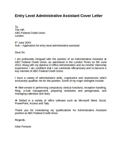 10 administrative assistant cover letters samples