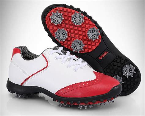 ladies golf shoes microfiber leather sneakers women waterproof removable spikes pgm golf