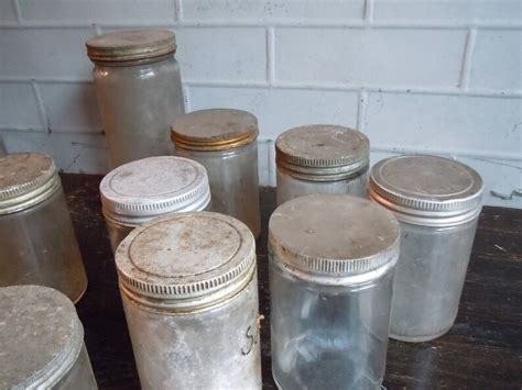 Vintage Glass Jars With Metal Screw Cap Lids Set Of 11 As Etsy