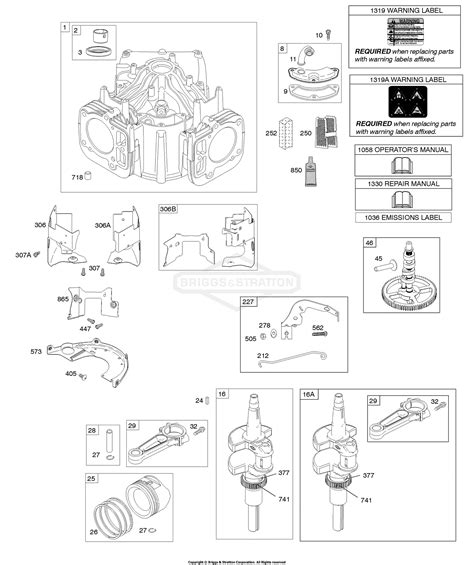briggs  stratton p   parts diagram  cylinder crankshaft camshaft air guides